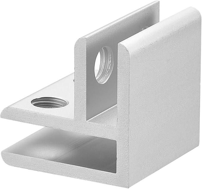 uxcell 90 Degree Glass Clamp, 4pcs for 4-8mm Aluminum Alloy Glass Shelf Support Bracket Double Side Glass Holder for Cabinet Cupboard