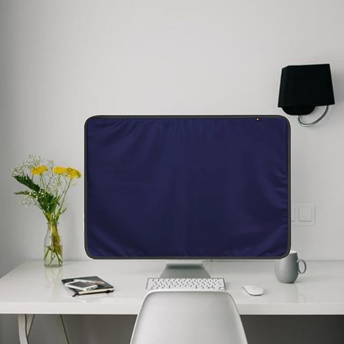 Monitor Dust Cover for iMac 24 inch PU Leather Anti-Static Dustproof Protective Case for LCD/LED/HD Panel Case Computer Sleeve Monitor Dust Cover with Rear Pocket (Blue, 24inch)