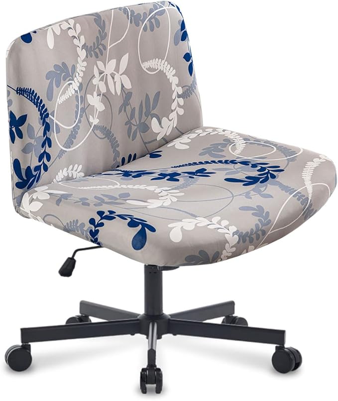 Levoberg Armless Criss Cross Office Desk Chair Cover Slipcovers Printed Vanity Desk Chair Covers Armless Cross Legged Wide Chair Covers Accent Mid Back Wide Swivel Task Chair Protector #12