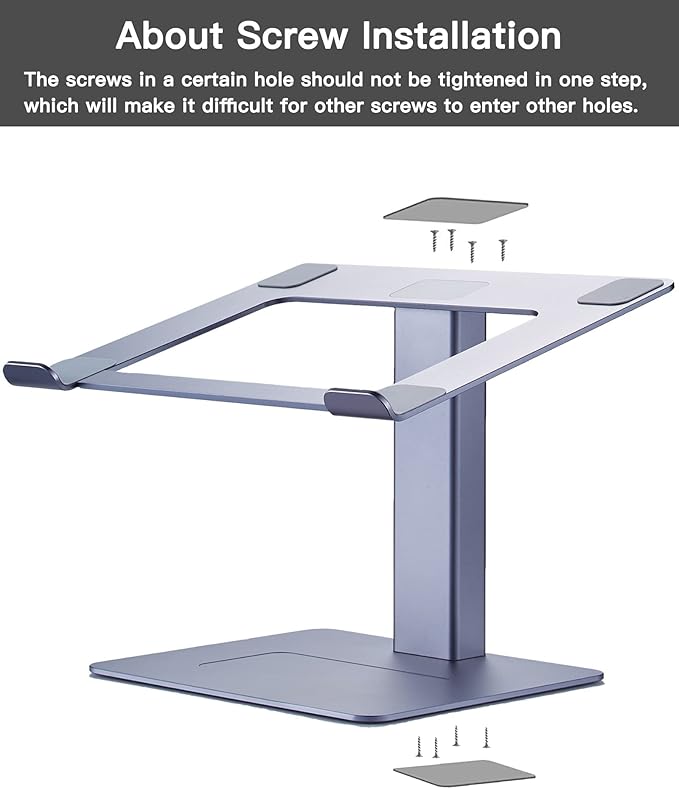 Adjustable Laptop Stand for Desk, DJ Laptop Stand Adjustable Height, Laptop Raised Stand for Standing & Sitting Mode, Tall, Strong and Airflow Even Laptop Riser for 17 inch（Gray）