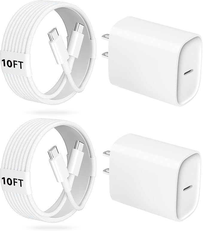 Phone 17 16 15 Pro Charger Fast Charging, 20W USB C Fast Charger Block with 10FT Long Type C Chargers Fast Charging Cable Cord for Phone 17/17 Pro/17 Pro Max/Air/16 Pro Max/16 Pro/15Pro-Braided