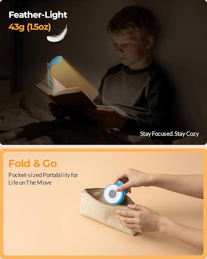 Rechargeable Book Reading Light: 18 LED Clip on Book Light for Kids in Bed & Night | Eye Caring 3 Colors & Stepless Dimming | Timer Memory Booklamp - Gifts for Book Lovers Teen Girls Boys