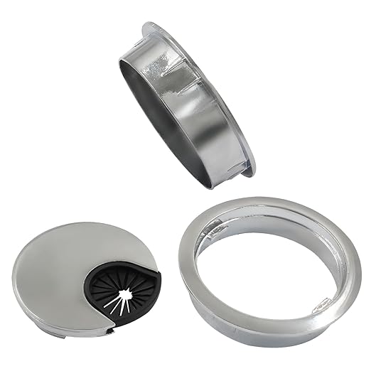 Bonsicoky 2"(50mm) Metal Desk Grommet, Zinc Alloy Desk Cord Hole Cover for Wires Cable Office Desk, Chrome