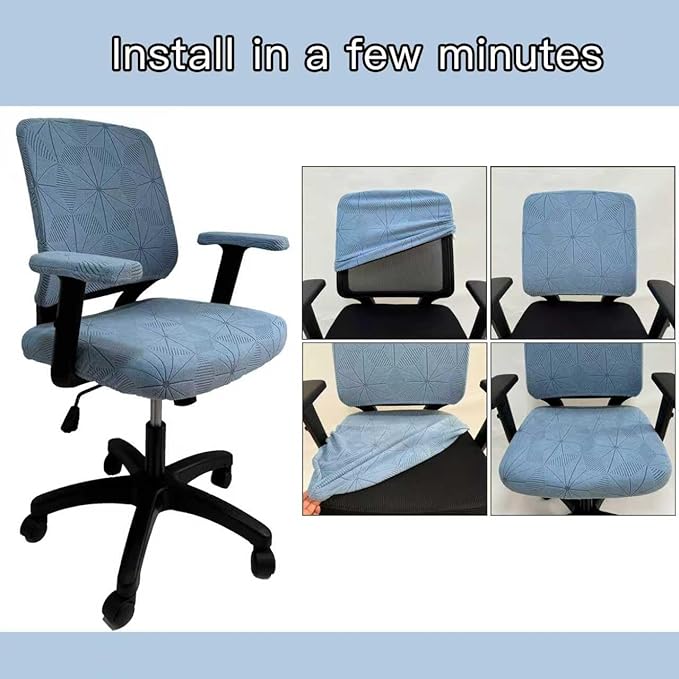 High Elasticity Anti Slip Office Chair Cover, Split Design for Easy Installation,Universal Desk Chair Cover wear-Resistant and Scratch Resistant (Sky Blue, Chair seat Case + Back Case)
