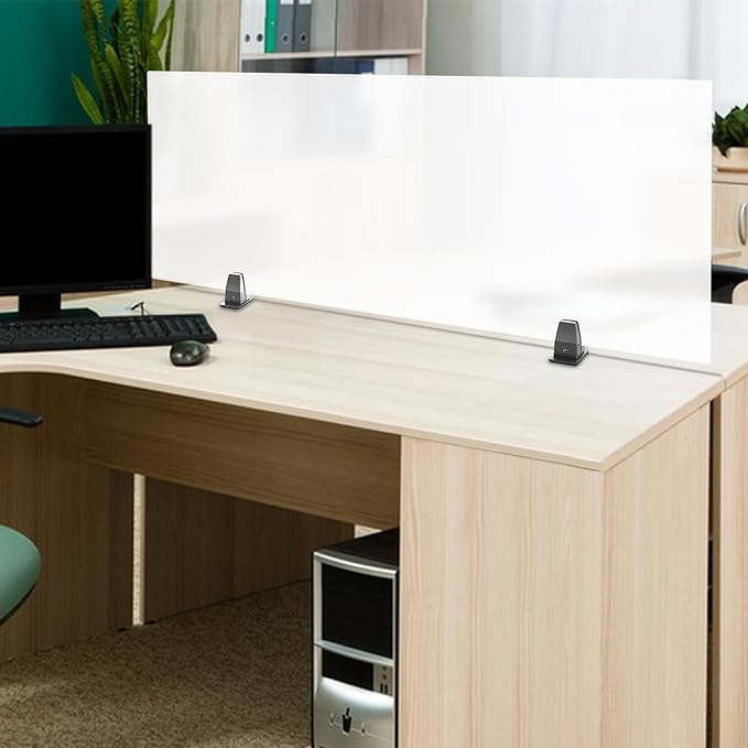 Desk Privacy Panel, Desk Divider, Desks Partition, Frosted Acrylic Desktop Privacy Panel with Stable C-Clamp for Home Office School Retail Clinic (1Pcs, 47 * 18 * 2in)