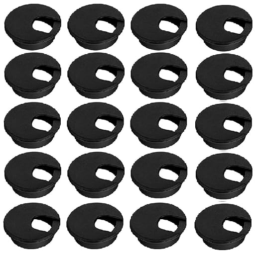 20 Pack Round Plastic Desk Grommets, Black Wire Organizer Caps, PC Computer Port Cable Hole Cover Plug Bushings, Perfect for Office Desk, TV Stands, Tabletops (38 mm / 1-1/2 inch)