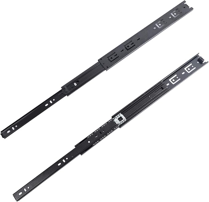 KINJOEK 4 PCS 14 Inch Full Extension Ball Bearing Drawer Slides Heavy Duty Side Mount Cabinet Rails Tool Box, Keyboard Glides Rails Rack, Black