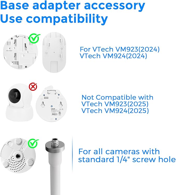 Flexible Baby Monitor Mount for VTech VM924/923, Universal Crib Camera Holder with Custom Adapter, Heavy Duty Gooseneck Nursery Stand, Twist-Lock C-Clamp No Drill Wall Shelf Attachment