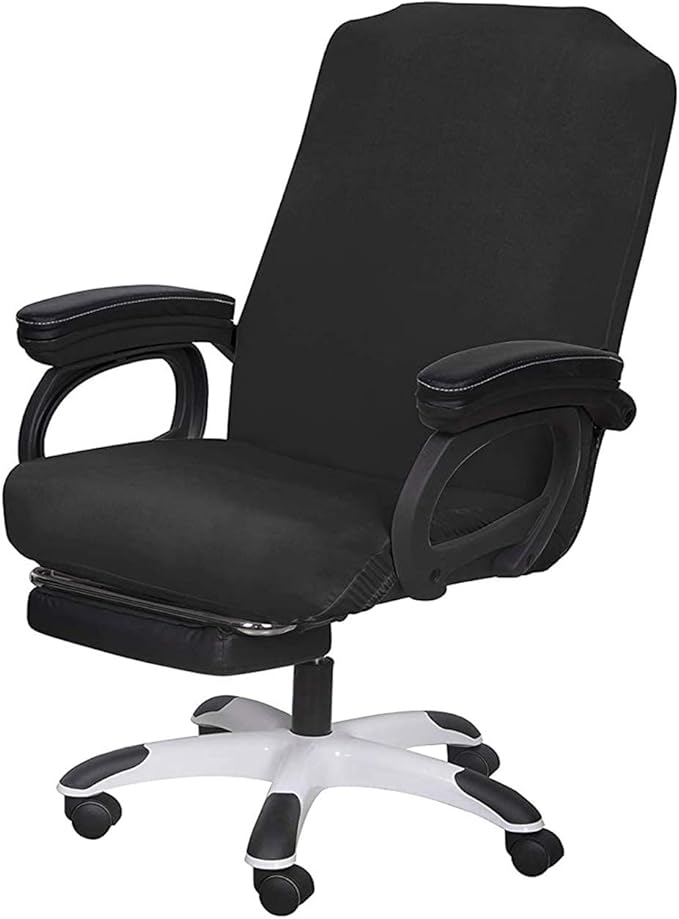 SARAFLORA Office Chair Cover- Large, Black- Removable Computer Cover for with Zipper Universal Rotating Desk High Back Seat Washable Protector Pets