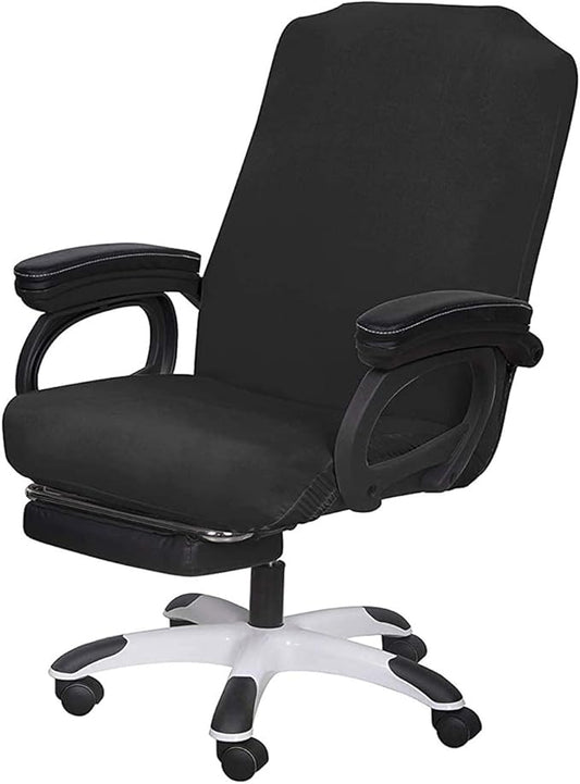SARAFLORA Office Chair Cover- Large, Black- Removable Computer Cover for with Zipper Universal Rotating Desk High Back Seat Washable Protector Pets