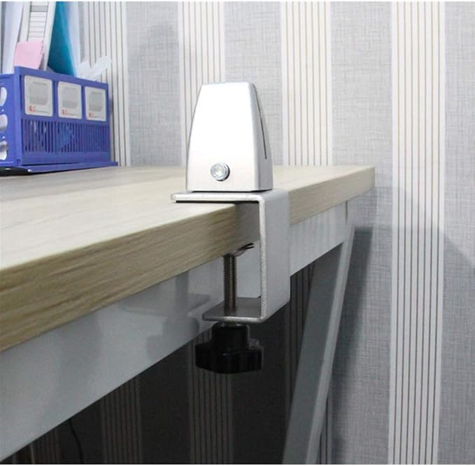 Divider Clamp For 1/8" To 0.51" Panel, Adjustable Partition Clamp For 0.32" To 2.04" Desktop, Standing Desk Accessories For Privacy Folders, White Sneeze Guard Holder 2-Pack