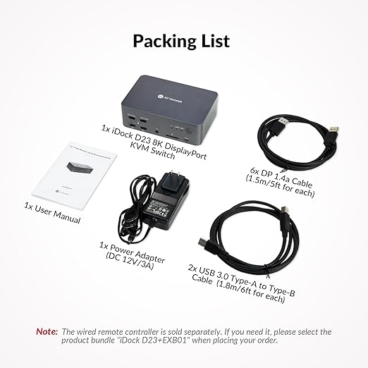 AV Access 8K DisplayPort KVM Switch 2 PC 3 Monitors, with 6 DP Cables, Triple Monitor 8K@60Hz 4K@165Hz 1080P@240Hz, USB 3.0 Hub, LAN, Audio, SD Card All-Aluminum, 12-in-1 Dock for Home Gaming