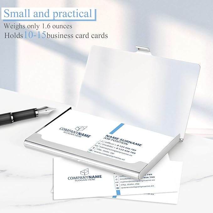 2 Pack Business Card Holder，Color Printing Men's and Women's Business Card Case，Ultra-thin Metal Business Card Organizer，Carry-on Pocket Wallet Business Card Holder