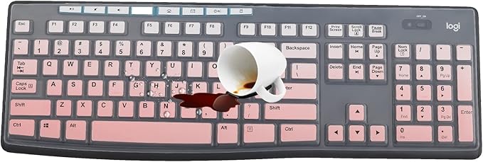 MUBUY Keyboard Cover Skin Protector Fit Logitech MK295 MK275 MK270 Wireless Keyboard, Logitech K200 K260 K270 MK200 MK260 Keyboard (NOT Fit Other Model Keyboards)-GradualPink