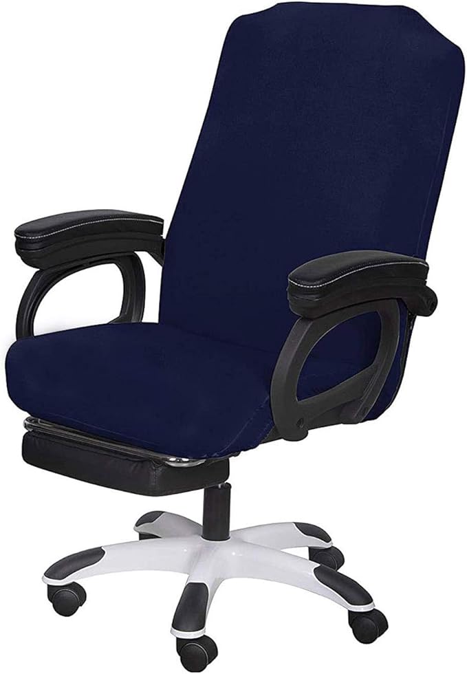 SARAFLORA Office Chair Cover- Large, Navy- Removable Computer Chair Covers for Office Chair with Zipper for Universal Rotating Chair Desk Chair Cover High Back Chairs Seat Washable Protector for Pets