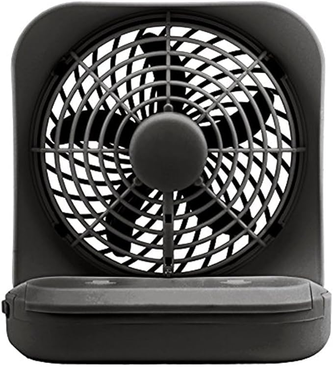 Treva 5 Inch Battery Powered Fan Portable Desk Fan 2 Cooling Speeds with Compact Folding & Tilt Design Cubicle Accessories Small Portable 2 Pack (Black)