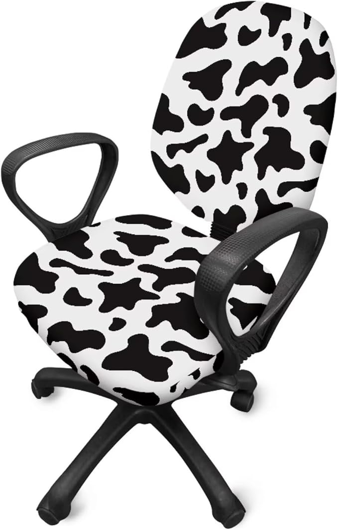 Cow Print Office Chair Covers Stretchable Office Chair Seat Cover 2 Piece Washable Gaming Chair Cover Universal Fit Most Wheelchairs,Computer Chairs,Gaming Chairs