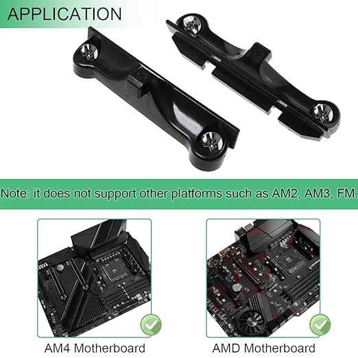 CPU Fan Bracket for AM4 Backplate, 3Pairs Heatsink Retainer Mounting Support Bracket for Hook-Type Air-Cooled or Partially Water-Cooled Radiators, CPU Fan Holders for AMD