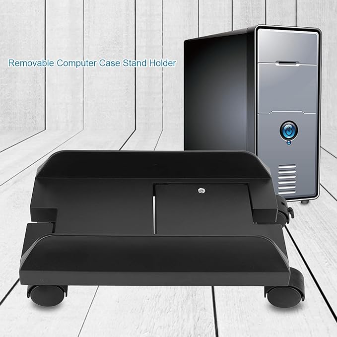 Computer Case Holder, Removable Computer Tower Stand with 4 Caster Wheels, Mainframe Storage Rack for Home, Office Use(Black)