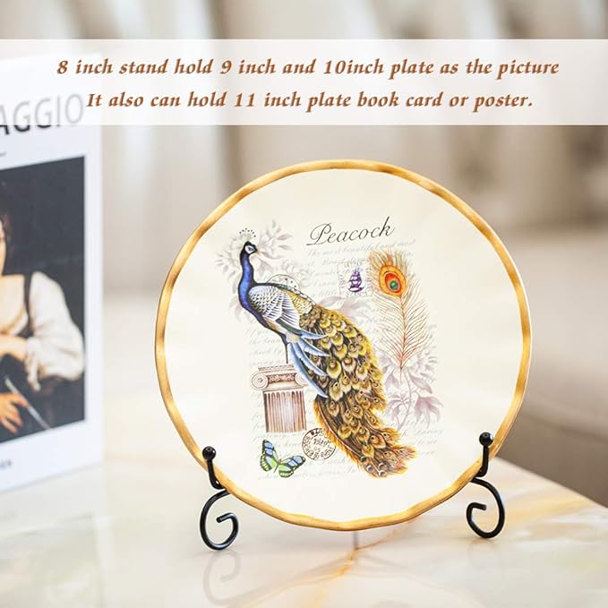 Artliving (4 pack) 8" Iron Display Stand, Black Iron Easel Plate Display Photo Holder Stand, Displays Picture Frames, Cookbooks, Decorative Plates, Tablets and Art