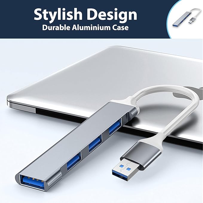 USB Hub Multiport Adapter 4 Ports USB Splitter USB Expander for Laptop, Xbox, Flash Drive, HDD, Console, Printer, Camera, Keyborad, Mouse and More