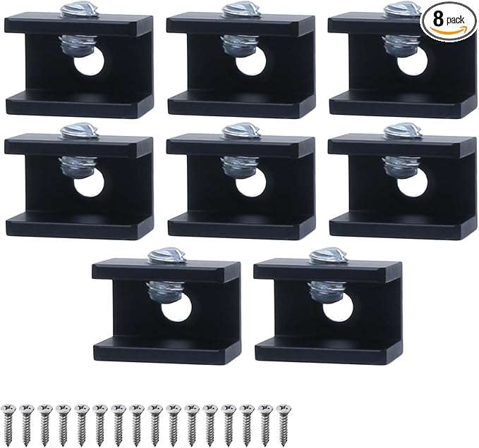 8 Pack Glass Shelf Bracket Floating Shelf Clips, Adjustable Clamp Glass Shelf Holder for 5-8mm Thickness, Shower Brackets Replacement Parts(Black, Square)