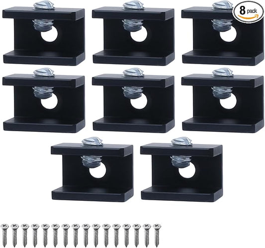 8 Pack Glass Shelf Bracket Floating Shelf Clips, Adjustable Clamp Glass Shelf Holder for 5-8mm Thickness, Shower Brackets Replacement Parts(Black, Square)