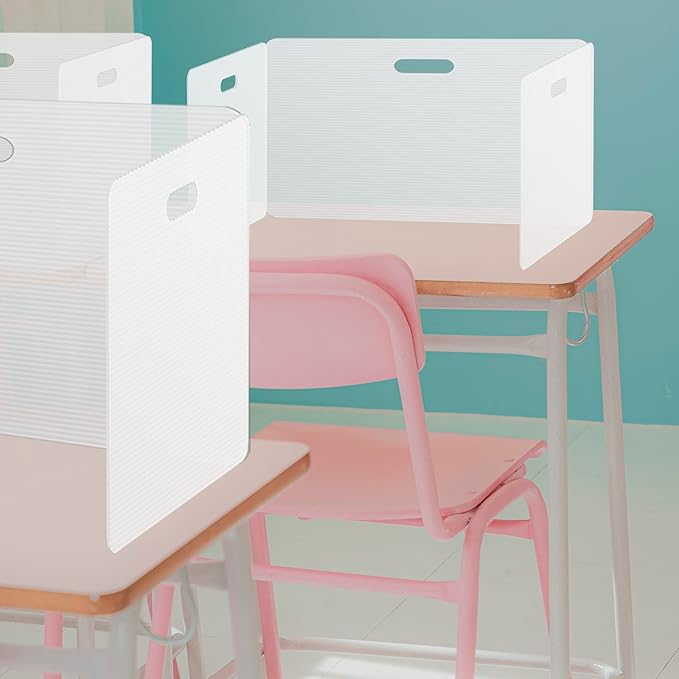 Privacy Shields 2 Pack Durable Easy Carry Plastic Desk Dividers-Easy to Disinfect Classroom Dividers-Portable Divider-Re-usable Privacy Divider