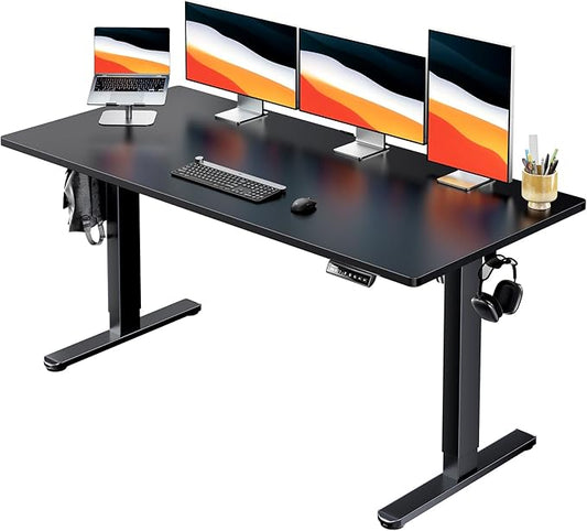HUANUO Electric Standing Desks, Whole Piece Desktop, Adjustable Height Computer Desk, 4 Height Memory Settings, Sit Stand Up Desk for Home Office, 60" x 24", Black