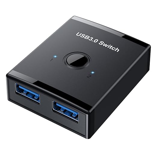USB 3.0 Switch, Bi-Directional USB Switch 2 in 1 Out / 1 in 2 Out, YINNCEEN USB Switcher 2 Computers Share Keyboard Mouse Scanner Printer, USB KVM Switch Compatible with Mac/Windows/Linux