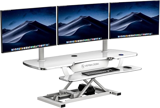 VERSADESK® PowerPro™ 48 Inch Extra Wide Standing Desk Converter, PowerPro™ Electric Height Adjustable Sit to Stand Desk Riser with Keyboard Tray, Build-in USB Charging Outlet, Hold 80 lbs, (48",