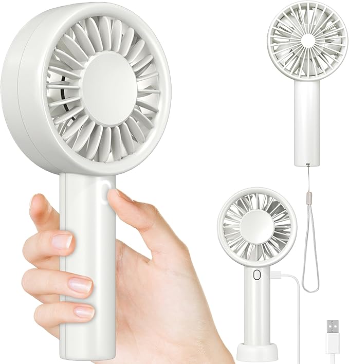Decute Handheld Turbo Fan Strong Wind Mini Portable Fans, Hand Held USB-C Rechargeable Travel Fan for Indoor Makeup Office Desktop and Outdoor Beach, for Women Girl Men Boy, Beige