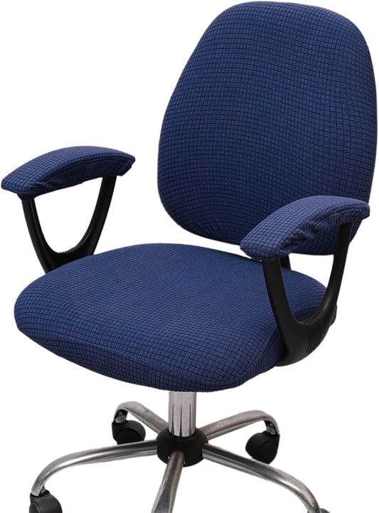 Melaluxe Office Chair Cover with Armrest Covers， Universal Stretch Desk Chair Cover, Computer Chair Slipcovers - Navy