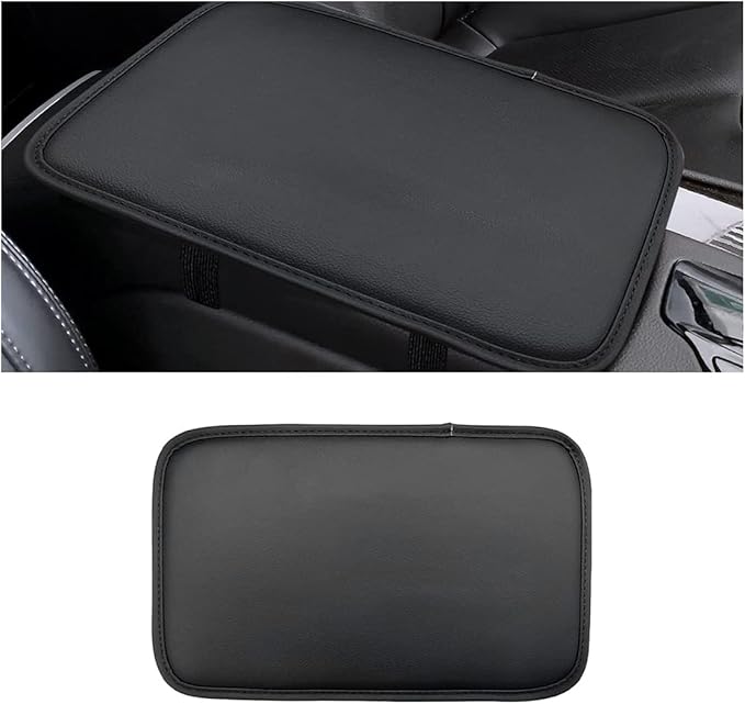 8sanlione Leather Center Console Cushion Pad, 11.4"x7.4" Waterproof Armrest Seat Box Cover Fit for Most Cars, Vehicles, SUVs, Comfort, Car Interior Protection Accessories (Black/Skin)
