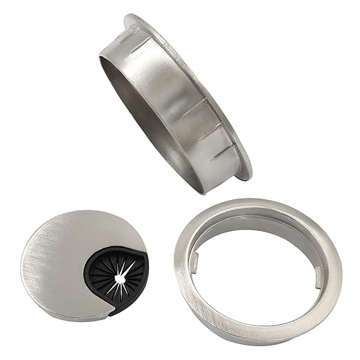 Bonsicoky 2"(50mm) Metal Desk Grommet, Zinc Alloy Desk Cord Hole Cover for Wires Cable Office Desk, Silver