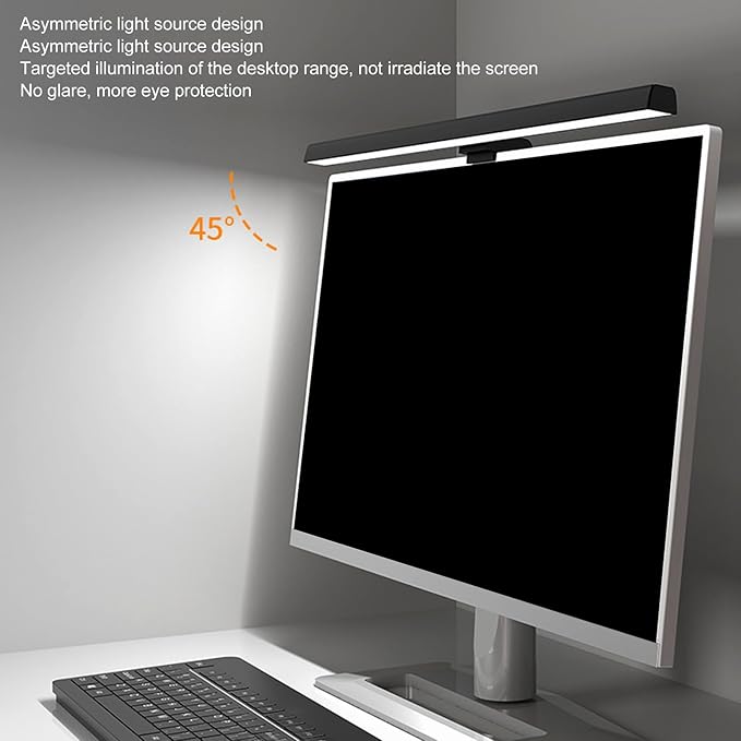 Monitor Light Bar Desk Light Bar 3 Switchable Light Modes Stepless Dimmable Touch Control Computer Screen Light Bar for Office Home White (White)