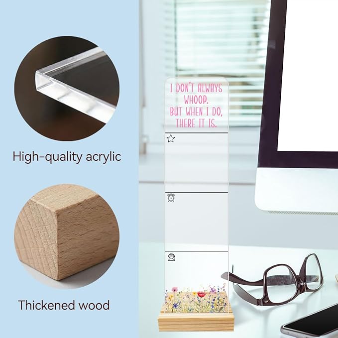Sticky Notes Monitor Memo Board with Removable Wooden Base I Dont Always Whoop Funny Quote Message Board Portable Sticky Note Holder with 200 Sheets Sticky Notes Inspirational Office Desk Decor
