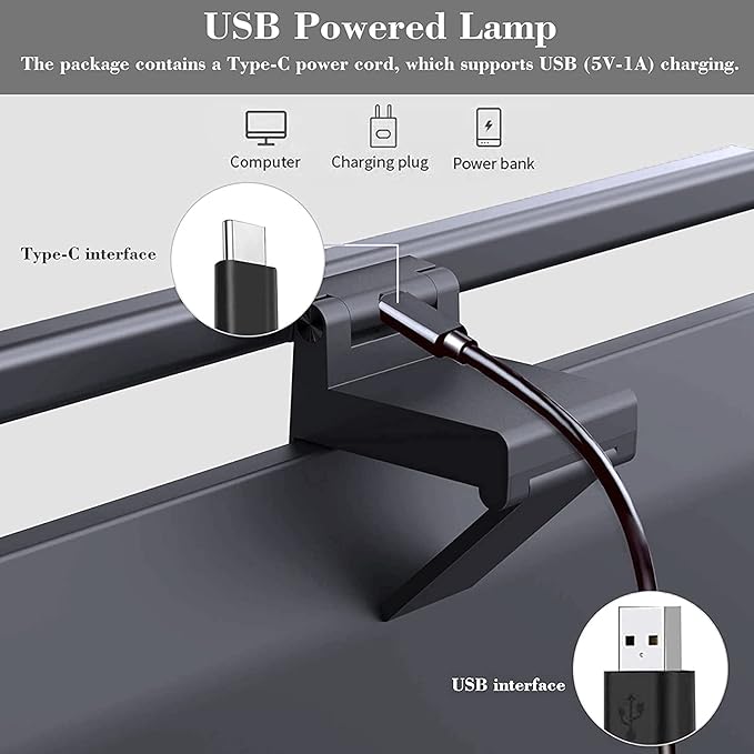 YESLIGHTING Computer Monitor Light,Screen Light Bar E-Reading LED Task Lamp with Touch Sensor,No Glare on Screen, USB Powered, Adjustable Brightness/Color Temperature Eye-Caring Reading Light