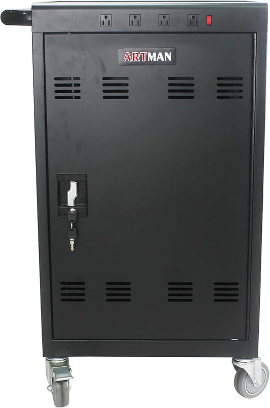 35 Device Mobile Charging Station for Laptops/Tablets/iPads/Chromebooks,35 Bay Lockable Charging Cabinet with Power Strip for Classroom,School Charging Carts with Casters(Black)