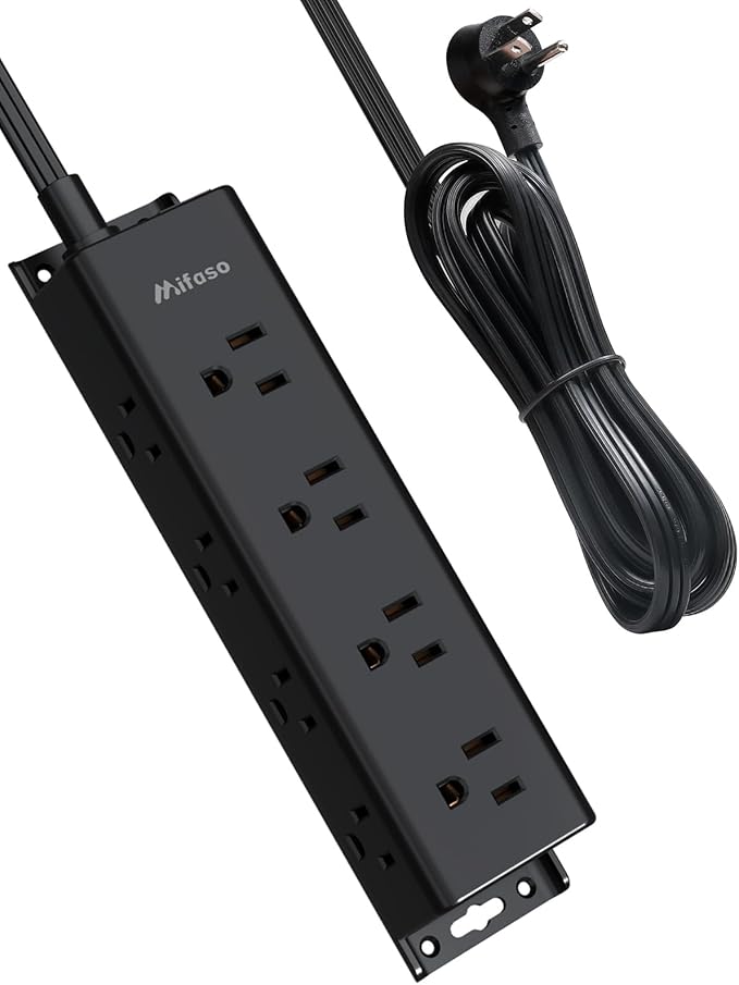 Surge Protector Power Strip - Widely Spaced Multi Outlets, Wall Mount, 3 Side Outlet Extender with Extension Cord, Flat Plug, Overload Protection, Home Office Dorm Room Essentials (5FT, Black)