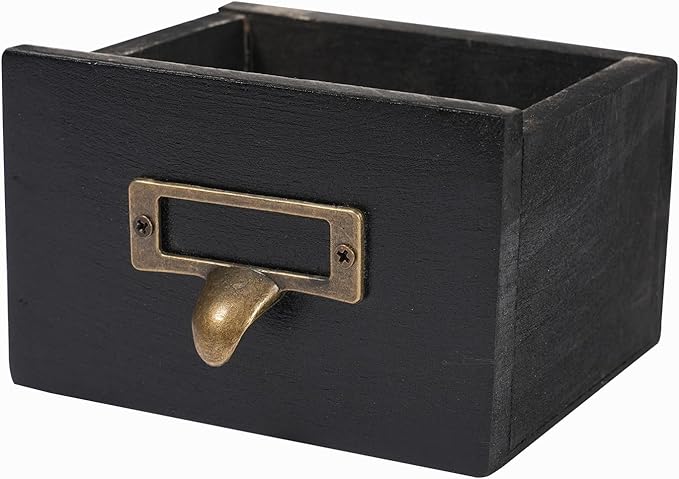 Vintage Desktop Apothecary Cabinet with 12 Drawers,Wood Desktop Organizers Stackable Drawers Desktop Chest Drawer for Herb Storage,Tea Collection,Stationery (12 Drawers,Black)
