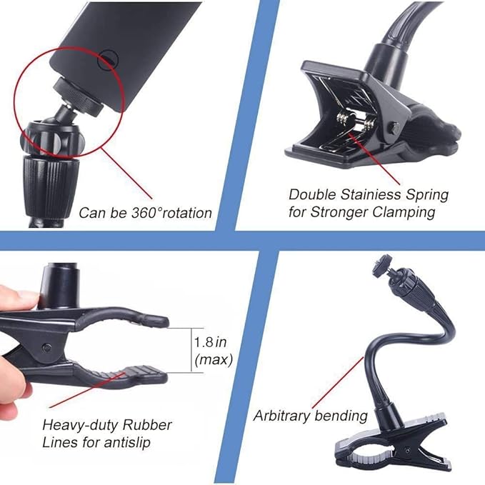 Smatree Flexible Jaws Flex Clamp Mount Gooseneck Extension Compatible for OSMO 360,Webcam C925e/C922x/C922/C930e/C930/C920x,N60/Hello Cam,Gopro Hero13/12/11/10/9/8/7/6/5/4/2018/Arlo Ultra/Pro 2/Pro 3