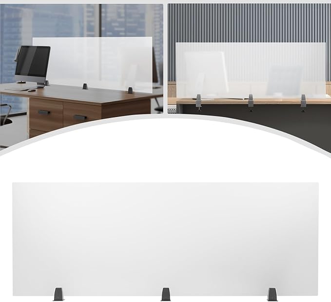 Desk Privacy Panel, Desk Divider, Desks Partition, Frosted Acrylic Desktop Privacy Panel with Stable C-Clamp for Home Office School Retail Clinic (1Pcs, 60 * 22 * 2in)