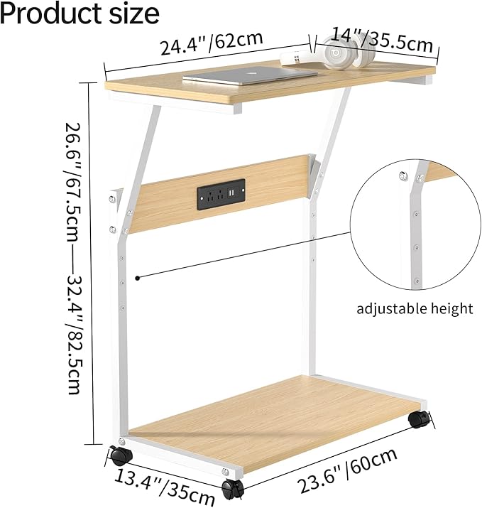 FANXIYQ Computer Tower Stand with 360° Locking Casters, 5 Height Adjustable Mobile CPU Cart, Under Desk PC Holder for Gaming Desktop, Home Office Organization, White