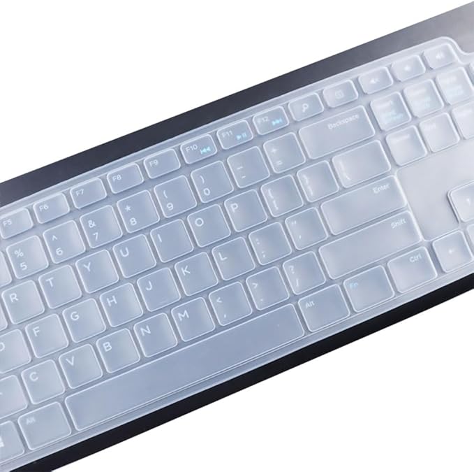 Silicone Keyboard Cover Skin Compatible for Dell Wireless Keyboard KM3322W KM117， Dell KM3322W KM117 Wireless Keyboard Protector (Clear)
