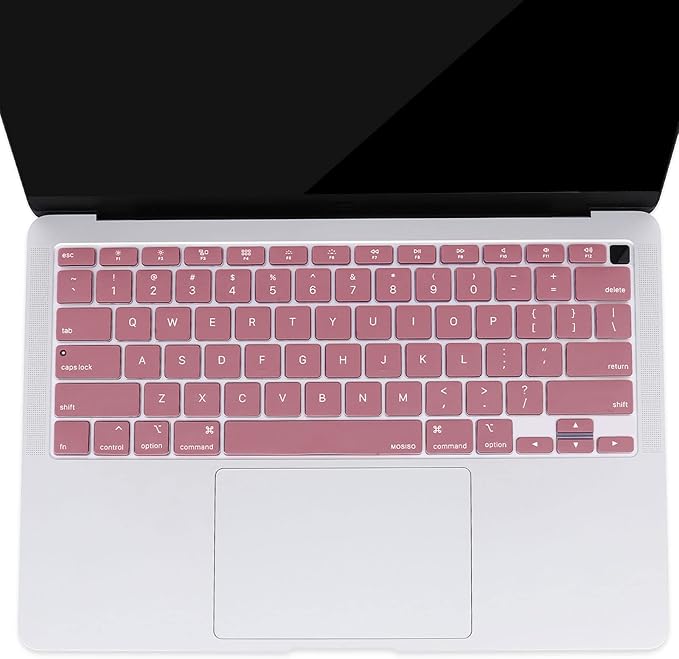 MOSISO Keyboard Cover Compatible with MacBook Air 13 inch 2022 2021 2020 Release A2337 M1 A2179 Retina Display with Touch ID Backlit Magic Keyboard, Waterproof Protective Silicone Skin, Tea Petal Pink