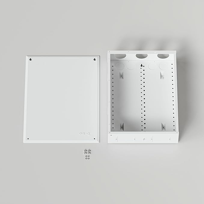 Legrand On-Q 20-Inch Structured Wiring Enclosure with Screw-On Cover, Durable Steel, Cable Management, Recessed or Surface Mount, Compatible with On-Q Accessories, Glossy White