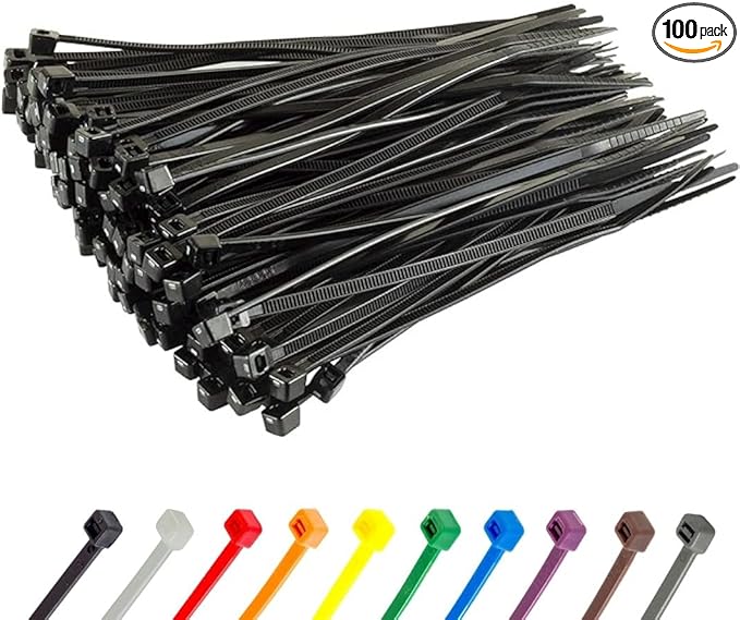 GTSE 6 Inch Black Zip Ties, 100 Pack, 40lb Strength, UV Resistant Strong Nylon Cable Ties, Self-Locking 6" Tie Wraps