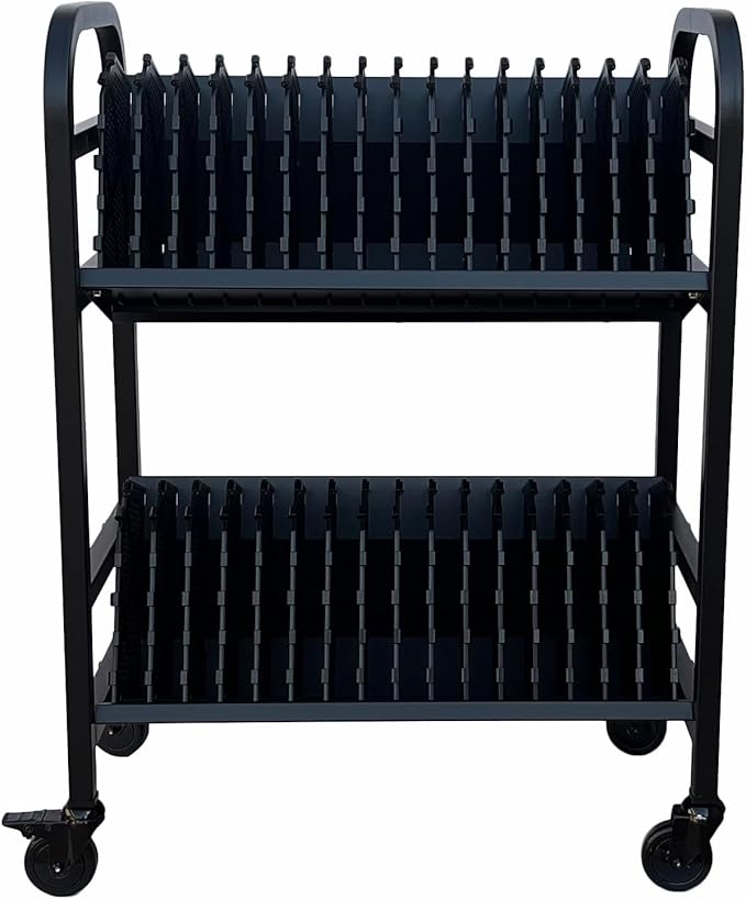 Workington 32-Device Mobile Open School Charging Cart Station for Ipads, Chromebooks, Tablets and Laptops Computer with Power Strip Included, Assembly Required, 1006 Black