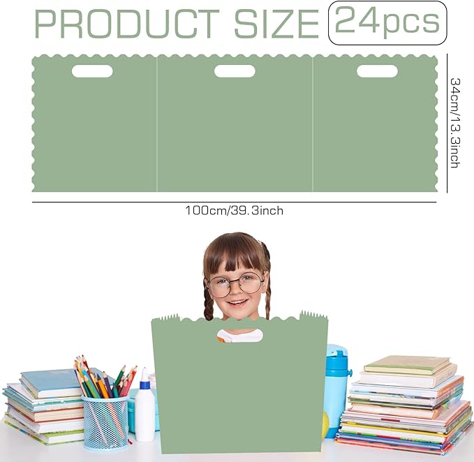 FYSUIMU 24Pcs Student Desk Privacy Boards Sage Green Classroom Desk Divider Shield Privacy Panel Folders Screen Partition for School Teacher Student Test Supplies